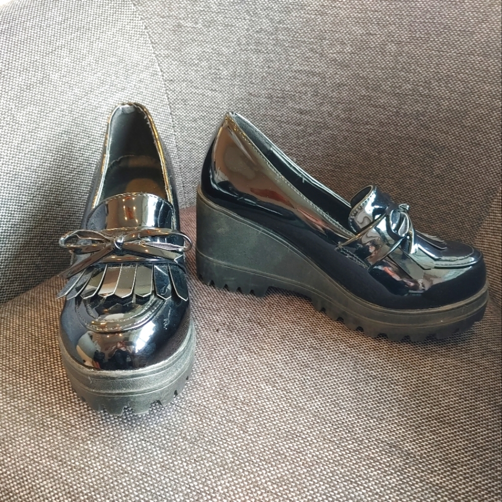 🖤 Shiny Black Chunky Platform Loafers! 🖤
